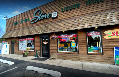 Exterior of a wood sided convenience store