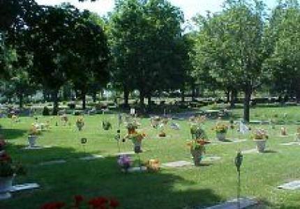 Cemetery plots on a sunny day