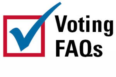Text that says voting faqs