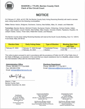 Notice for early voting tabulation 