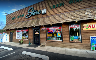 Exterior of a wood sided convenience store